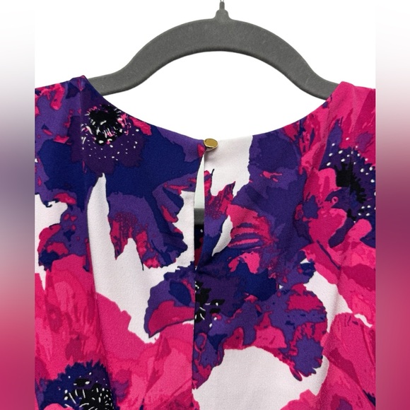Calvin Klein sleeveless blouse top, floral, pink purple, women's small - Picture 4 of 6